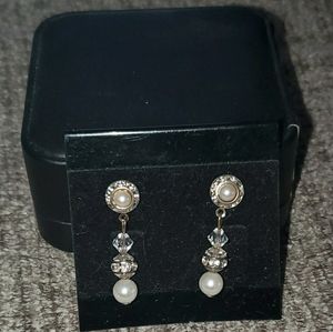Pearl and cz earrings
